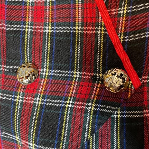 VTG Karlie Sport 90s Red Plaid Vest Gold Buttons Sz S - Picture 5 of 5